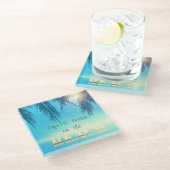 Schattige balkbladeren glazen onderzetter (Schuin)