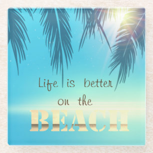 Schattige balkbladeren glazen onderzetter