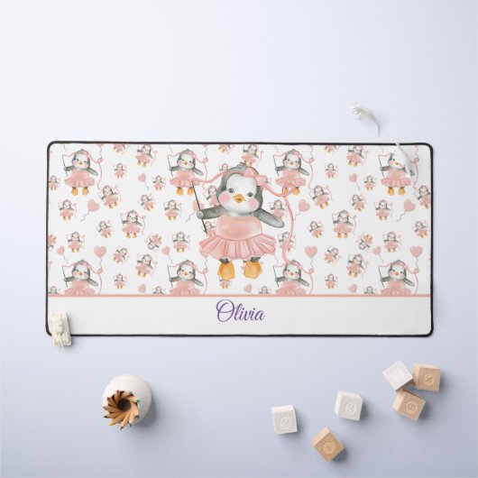 Schattige Ballerina Baby Penguin Roze Bureaumat (Kindertafel)