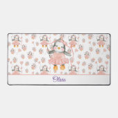 Schattige Ballerina Baby Penguin Roze Bureaumat (Voorkant)