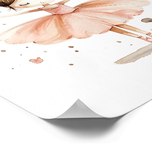 Schattige Ballerina Ballet Dans Liefde Harten Wate Poster (Hoek)