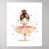 Schattige Ballerina Ballet Dans Liefde Harten Wate Poster (Voorkant)