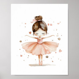 Schattige Ballerina Ballet Dans Liefde Harten Wate Poster