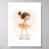 Schattige Ballerina Ballet Tijd om te dansen Water Poster (Voorkant)
