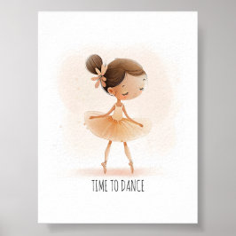 Schattige Ballerina Ballet Tijd om te dansen Water Poster