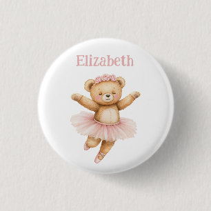 Schattige ballerina beer ronde button 3,2 cm