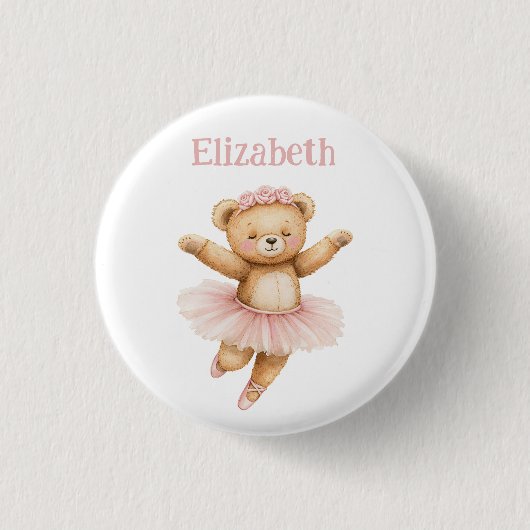 Schattige ballerina beer ronde button 3,2 cm (Voorkant)