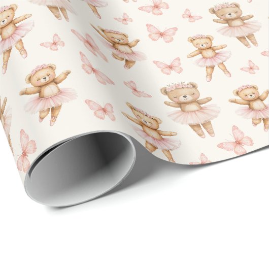 Schattige ballerina beren cadeaupapier (Rol Hoek)