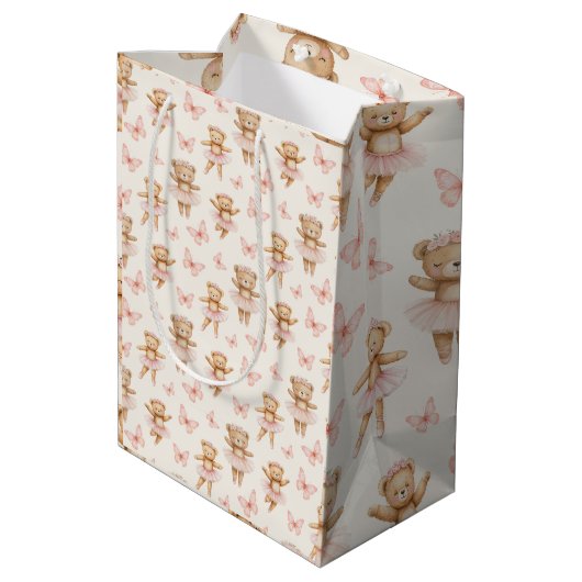 Schattige ballerina beren medium cadeauzakje (Achterkant Gekanteld)