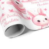 Schattige Ballerina Bunnies Verjaardag Naam toevoe Cadeaupapier (Rol Hoek)