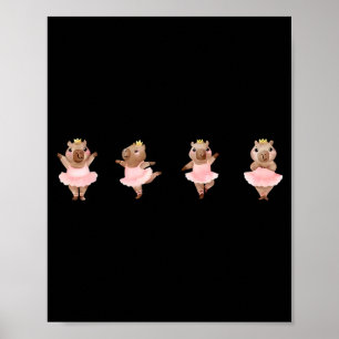 Schattige Ballerina Capybara Doet Ballet Dans Poster