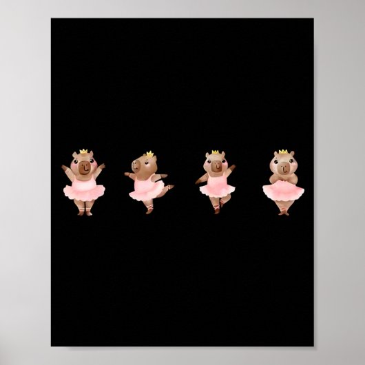 Schattige Ballerina Capybara Doet Ballet Dans Poster (Voorkant)