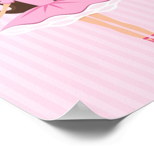 Schattige ballerina cartoon meisje in roze tutu poster (Hoek)