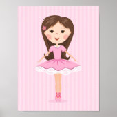 Schattige ballerina cartoon meisje in roze tutu poster (Voorkant)