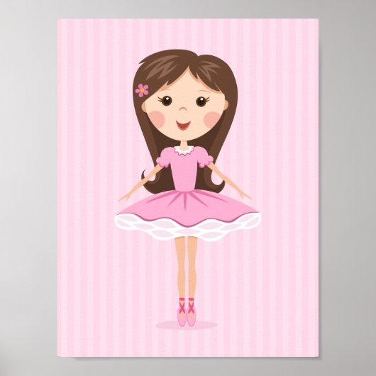 Schattige ballerina cartoon meisje in roze tutu poster (Voorkant)