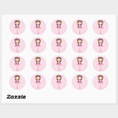 Schattige ballerina cartoon ronde sticker (Vel)