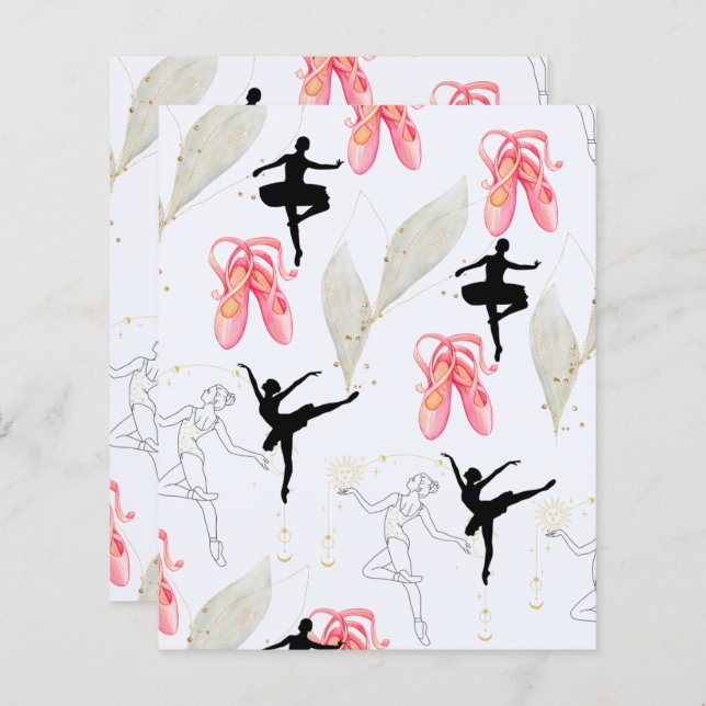 Schattige Ballerina Dance Scrapbook Papier (Voorkant / Achterkant)