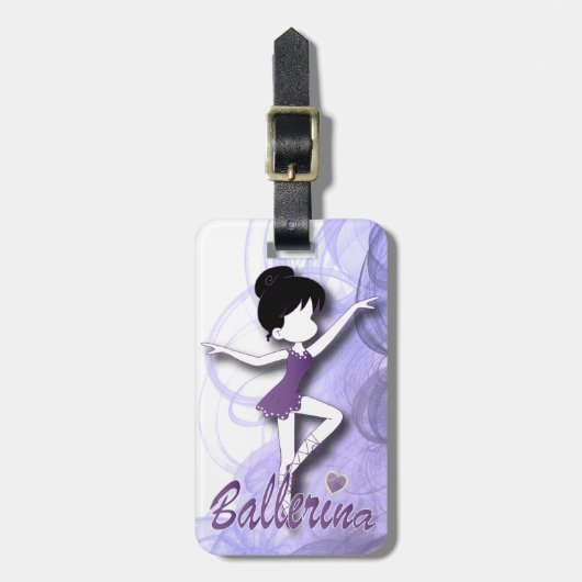 Schattige Ballerina Dancer | DIY-tekst | Paars Bagagelabel (Voorkant verticaal)