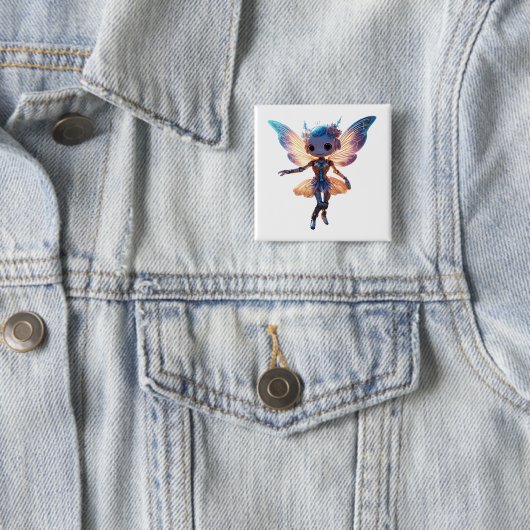 Schattige Ballerina Dansende Robot Pixie Vierkante Button 5,1 Cm (In situ)