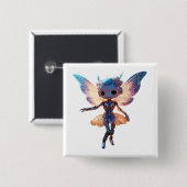 Schattige Ballerina Dansende Robot Pixie Vierkante Button 5,1 Cm (Voorkant /achterkant)