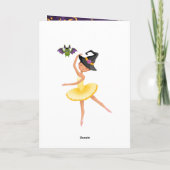 Schattige Ballerina Halloween Vleermuis en Maan Ba Feestdagen Kaart (Achterkant)