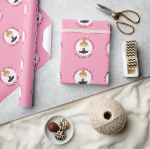 Schattige Ballerina in Zwart Jurk Kids Verjaardags Cadeaupapier