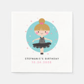 Schattige Ballerina in Zwart Jurk Kids Verjaardags Servet (Voorkant)