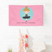 Schattige Ballerina in Zwart Jurk Kids Verjaardags Spandoek (Insitu)