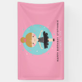 Schattige Ballerina in Zwart Jurk Kids Verjaardags Spandoek (Verticaal)