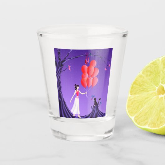 schattige ballerina Kat middernachtboom Shot Glas (Voorkant)