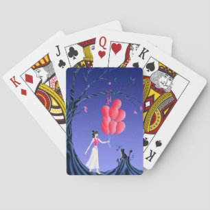 Schattige Ballerina & Kat Nachtelijke Hemel Speelk Pokerkaarten