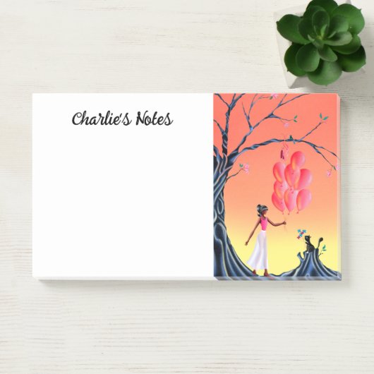 Schattige Ballerina & Kat Zonsondergang Post-it® Notes (Kantoor)