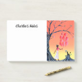 Schattige Ballerina & Kat Zonsondergang Post-it® Notes (Op bureau)