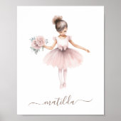 Schattige Ballerina Kind Slaapkamer Decor Waterver Poster (Voorkant)