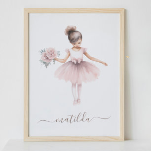 Schattige Ballerina Kind Slaapkamer Decor Waterver Poster