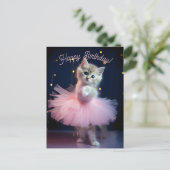 Schattige Ballerina Kitten Happy Birthday Briefkaart (Staand voorkant)