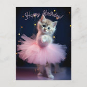Schattige Ballerina Kitten Happy Birthday Briefkaart (Voorkant)