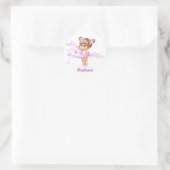 Schattige Ballerina Meisje Gepersonaliseerde Stick Ronde Sticker (Tas)