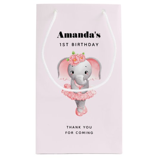 Schattige Ballerina Olifant Verjaardag Dank u Klein Cadeauzakje (Achterkant)