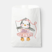 Schattige Ballerina Penguin Roze 1e Verjaardagsfee Bedankzakje (Voorkant)