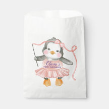 Schattige Ballerina Penguin Roze 1e Verjaardagsfee