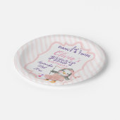 Schattige Ballerina Penguin Roze 1e Verjaardagsfee Papieren Bordje (Gekanteld)