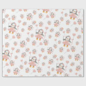 Schattige Ballerina Penguin Roze Verpakkingsdocume Cadeaupapier (Vlak)