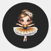 Schattige Ballerina Ronde Sticker (Voorkant)
