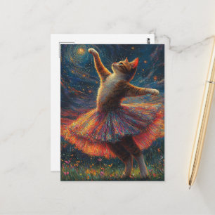 Schattige Ballerina Rossige Kat Briefkaart
