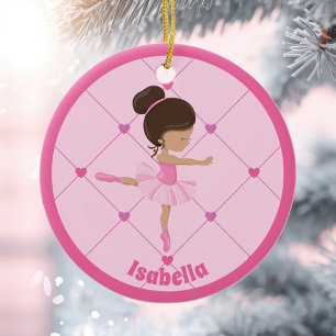 Schattige Ballerina Roze Gepersonaliseerde Meisjes Keramisch Ornament