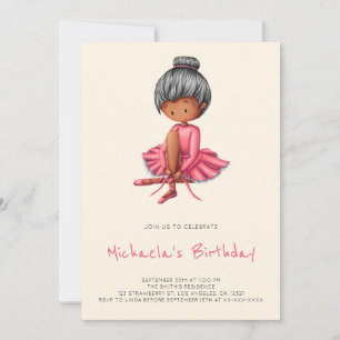 Schattige Ballerina Roze Tutu Zwarte Meisje Verjaa Kaart