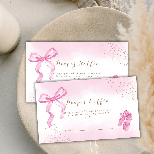 Schattige Ballerina Shoes Bow Diaper Raffle Baby s Informatiekaartje
