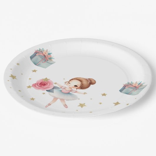 Schattige Ballerina Verjaardagsfeest Papieren Bordje (Gekanteld)