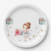 Schattige Ballerina Verjaardagsfeest Papieren Bordje (Voorkant)